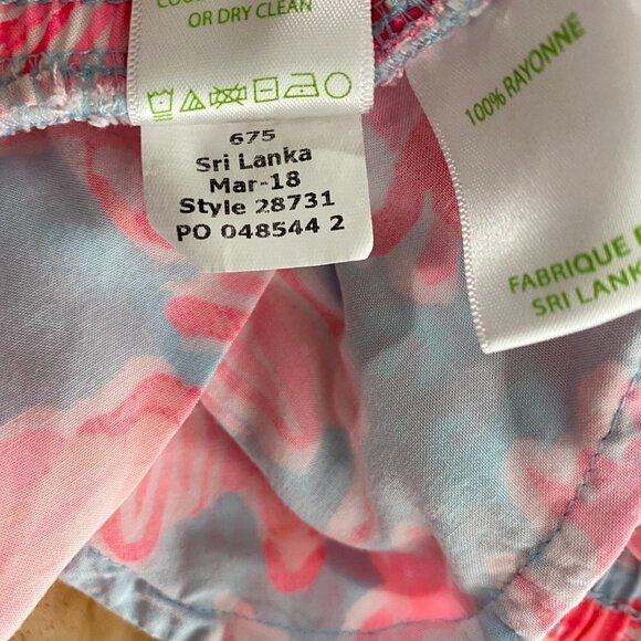 Lilly Pulitzer Katia Shorts Seasalt Blue Pink Shell We Dance Women's XS Rayon - Picture 8 of 8